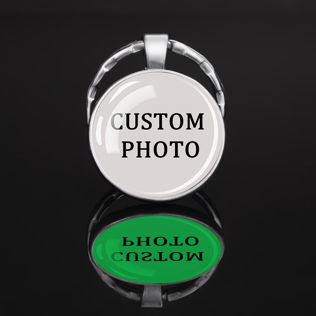 TEMU 1pc Of Personalized Photo Keychains Designed For Couples, Families, Or Pets, Featuring A Glass Dome Pendant. This Luminous Keyring Serves As A Creative Piece Of And A Gift For Men And Women