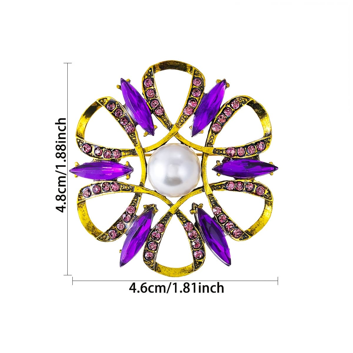 TEMU A Vintage Elegant Purple Floral Brooch Suitable For Women' Wear, Parties, And As An Accessory For Clothing, Bags, And Hats