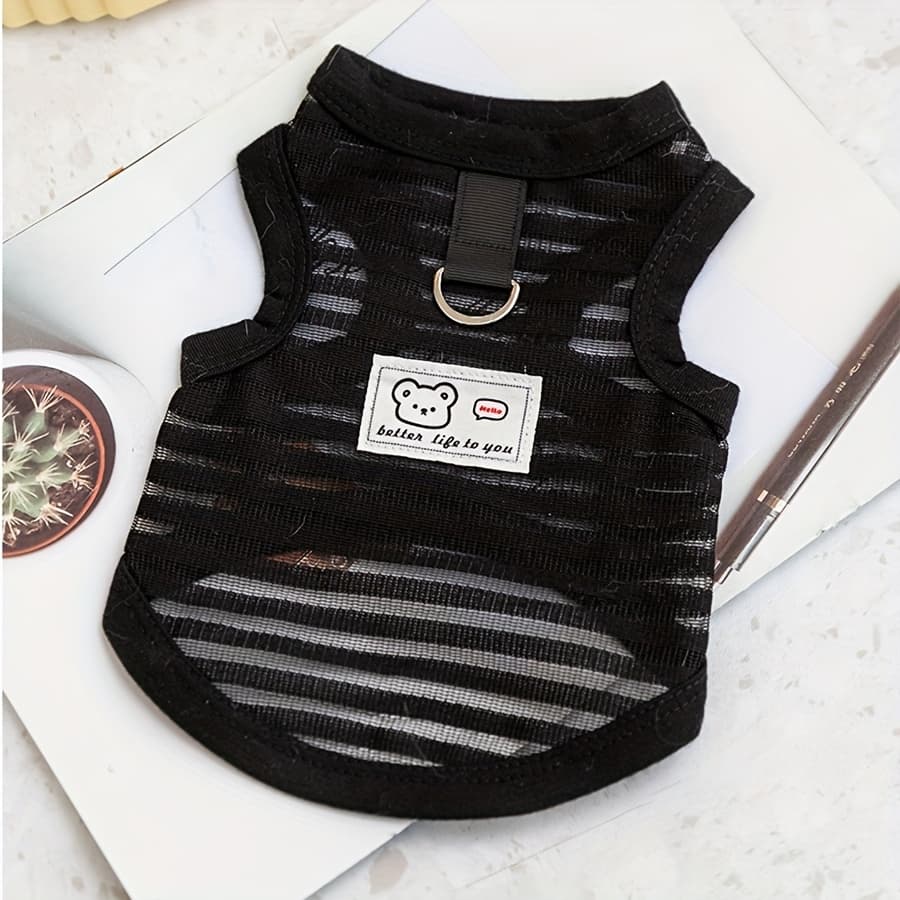 TEMU Pet 2 Leg Jacket Breathable Lightweight Hollow Striped Bear Can Pull Dog Tank Teddy Spring/summer Clothes