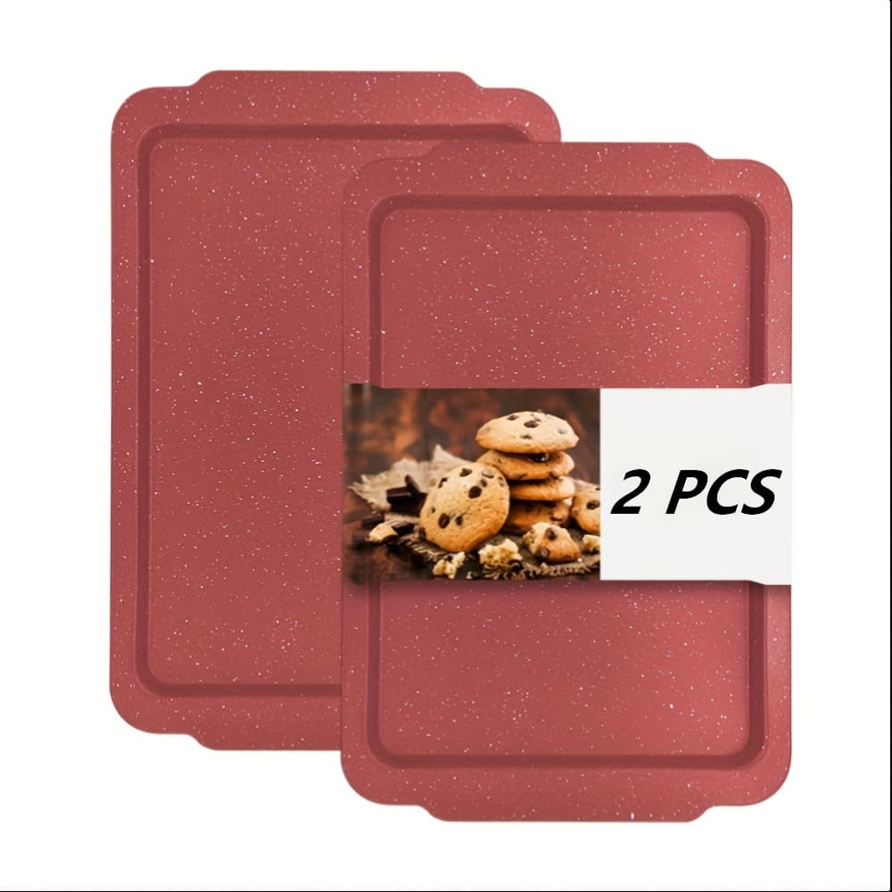 TEMU 2 Packing, Baking Baking Pan, Cookie Pan, Cake Pan, Pan, Wide Rimmed, Material, Dishwasher Safe, Easy To Clean Kitchen Oven Baking Pan, Red Sprinkles