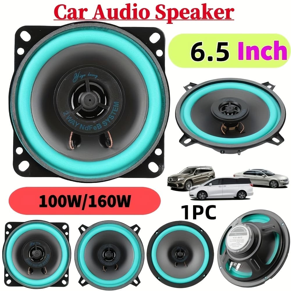 TEMU 1pc-2pcs 6.5 Inch Hifi Coaxial Subwoofer 100w/160w Car Automotive Audio Music Stereo 12v Full Range Frequency Car Speaker