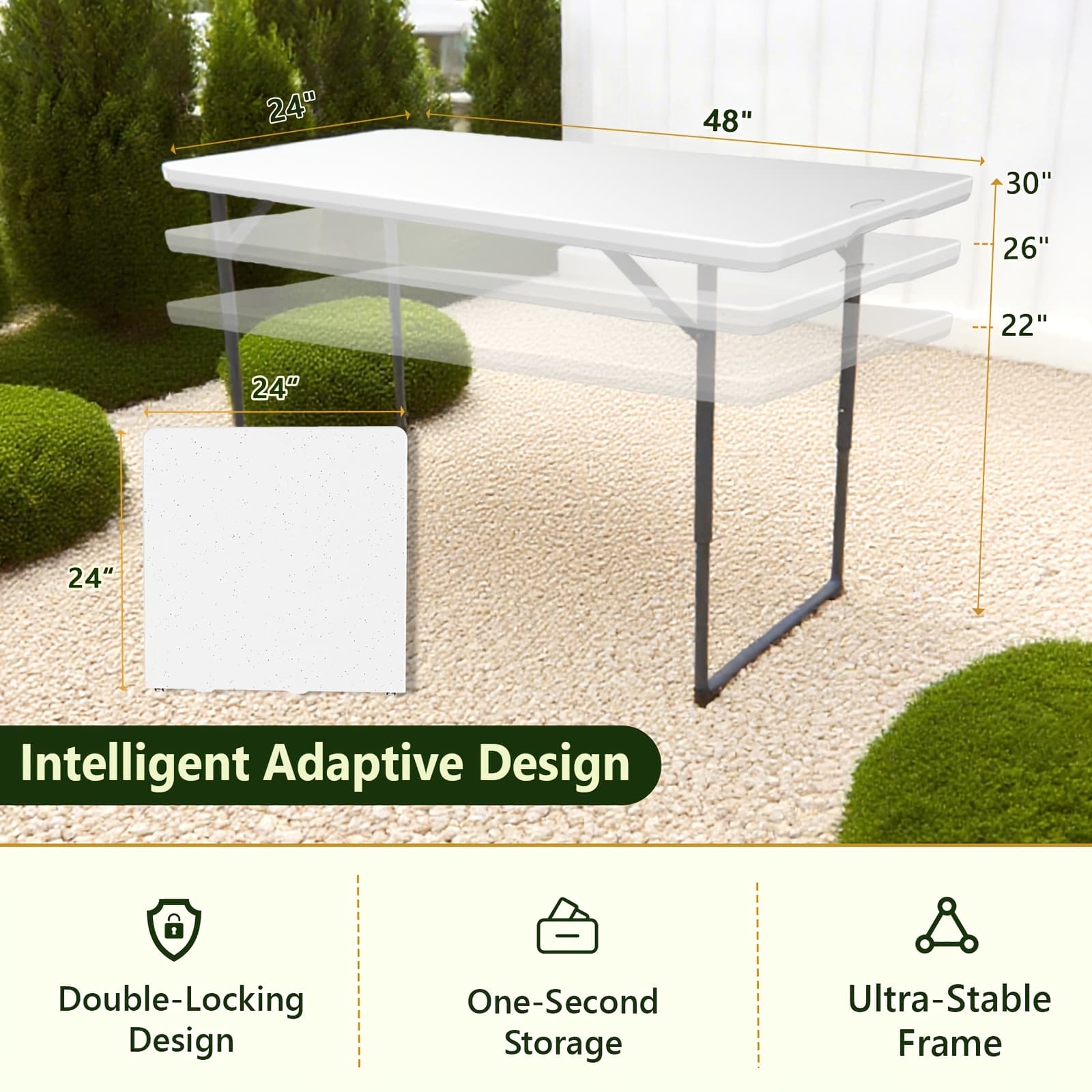 TEMU Office Tables Computer 2.5/4/6 Feet Folding Table | With Metal Legs, Sturdy And Durable. The Plastic Tabletop Is Easy To Clean. In Colors.