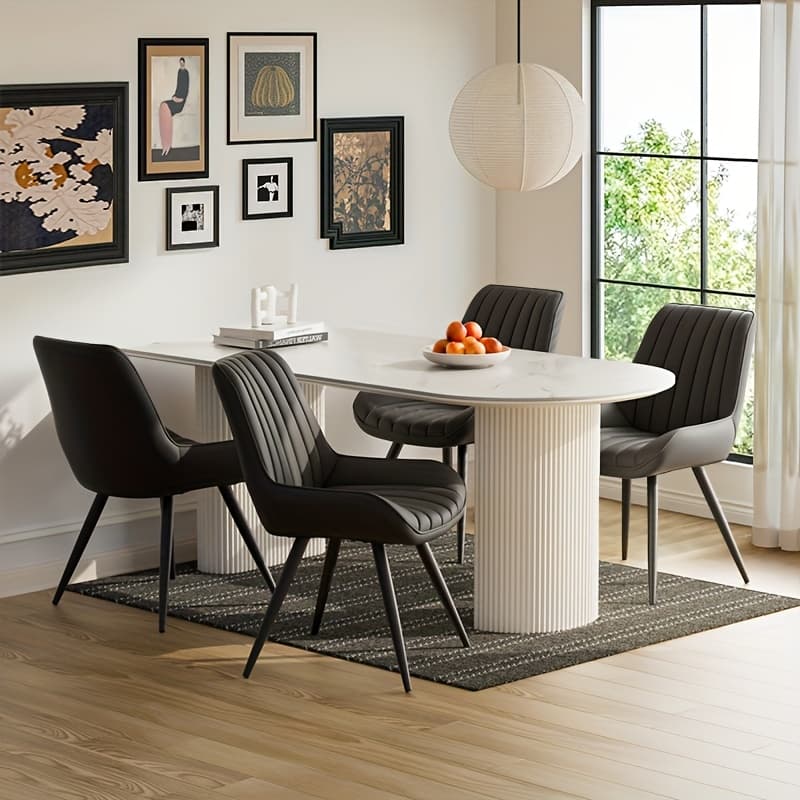 TEMU Modern Dining Chairs, Comfy Dining Room Chairs With Thick Cushions, Upholstered Fabric Kitchen Side Chairs With Metal Legs