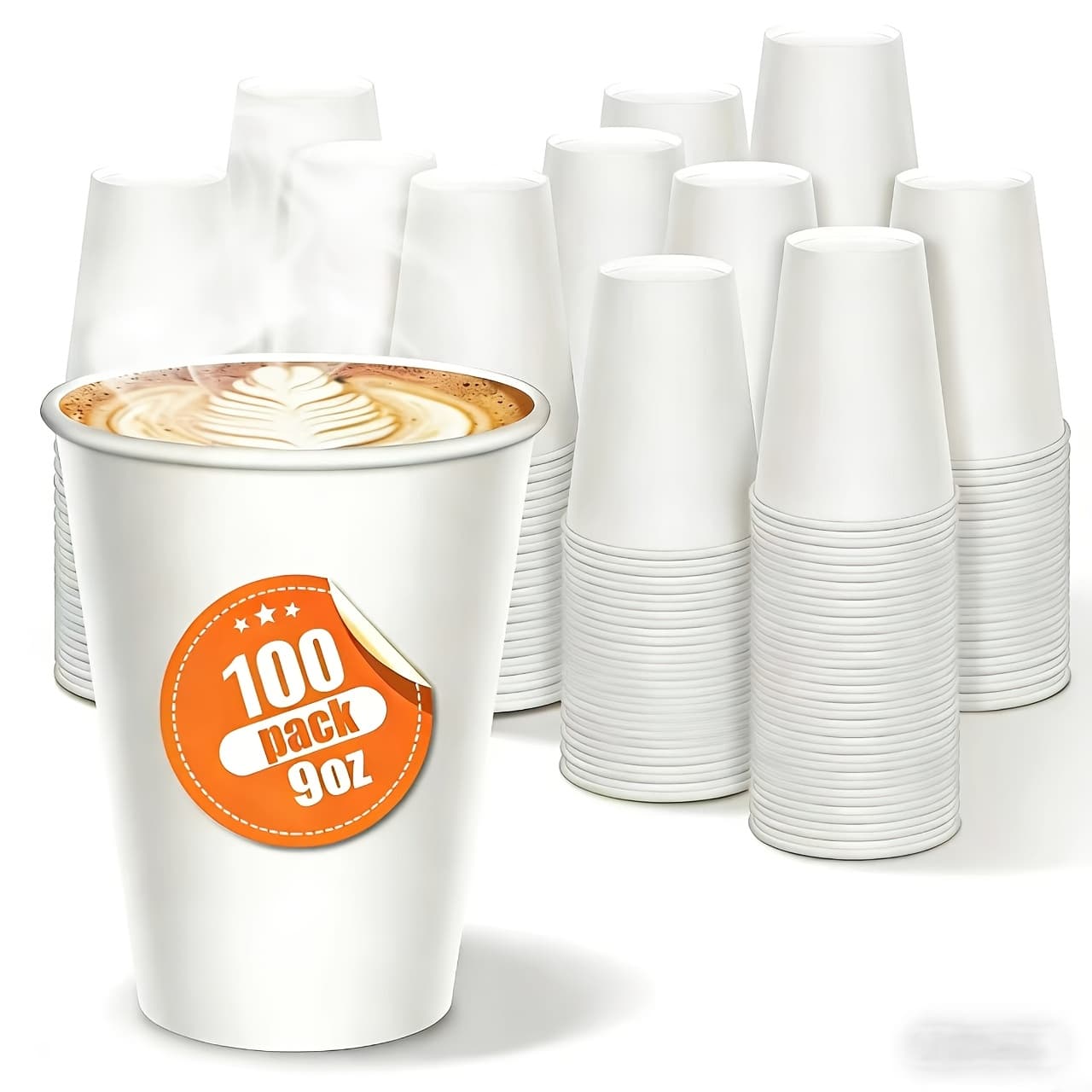 TEMU 100pcs Of 9oz Paper Coffee Cups, Suitable For Hot Or Cold Beverages, Disposable Paper Cups, 9oz White Drink Cups, Ideal For Parties, Picnics, Travel, Events, And Christmas