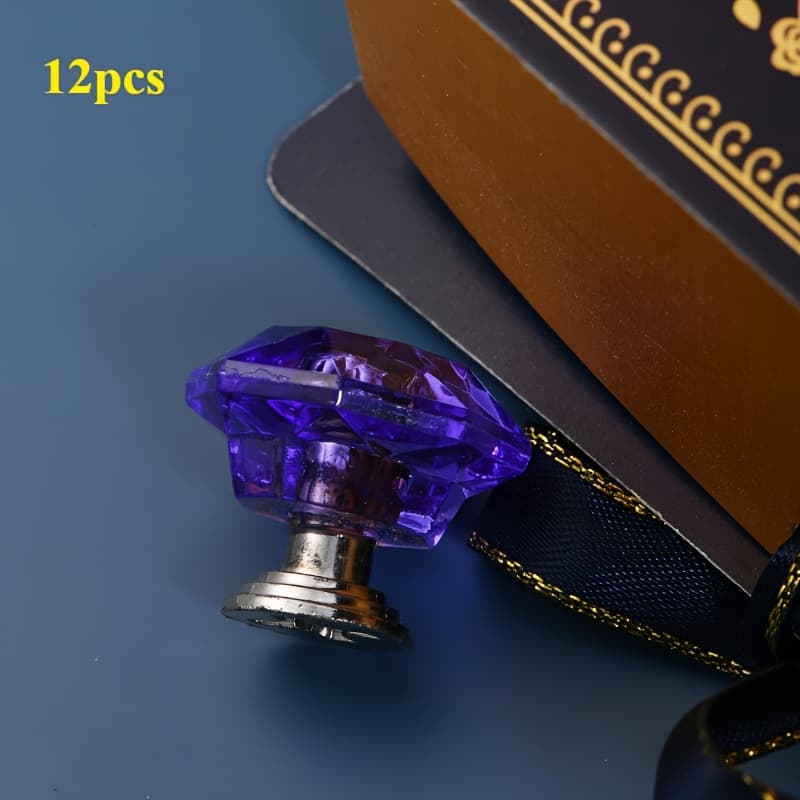 TEMU Glass 12pcs Shape Drawer Knob, Kitchen Cabinet Door Wardrobe Handle – Polished With Screws