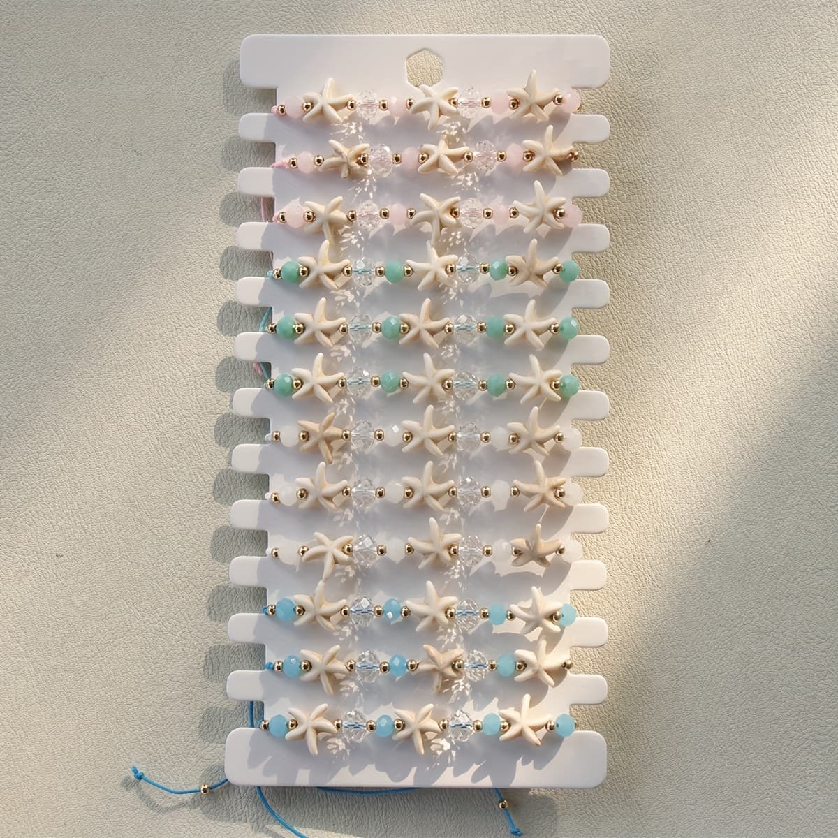 TEMU 12pcs Elegant Semi-transparent Beaded Resin Starfish Adjustable Bracelet Set For Women' Festival Party