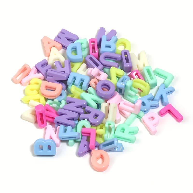 TEMU 100pcs Colorful Macaron Alphabet Acrylic Beads, Mixed Letters, 2mm Hole, For Diy Name Bracelets, Luggage Tags, Jewelry And Crafts, Ideal For Christmas & Festive Gift Making