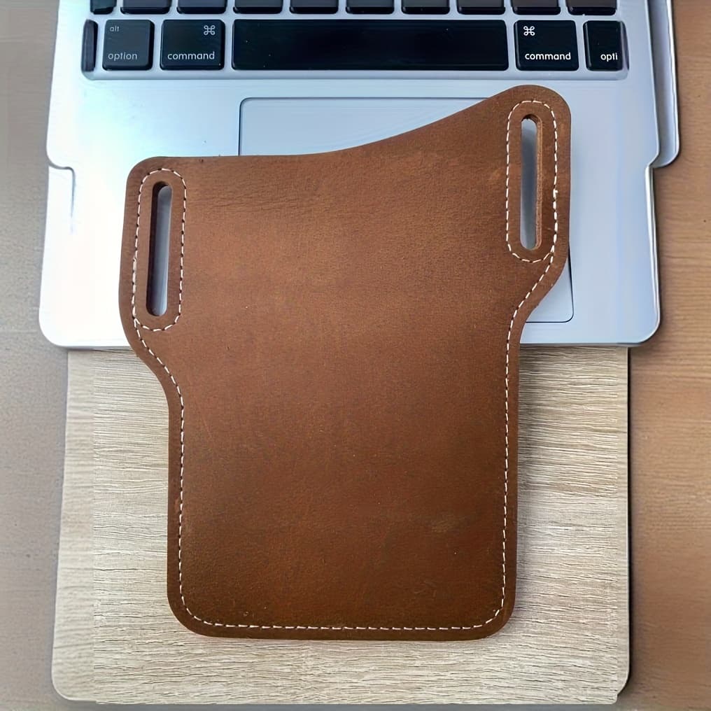 TEMU 1pc Of Cowhide Phone Waist Cover, Men's Waist Bag, Men's Belt Phone Bag Suitable For 6-7 Inch Smartphones