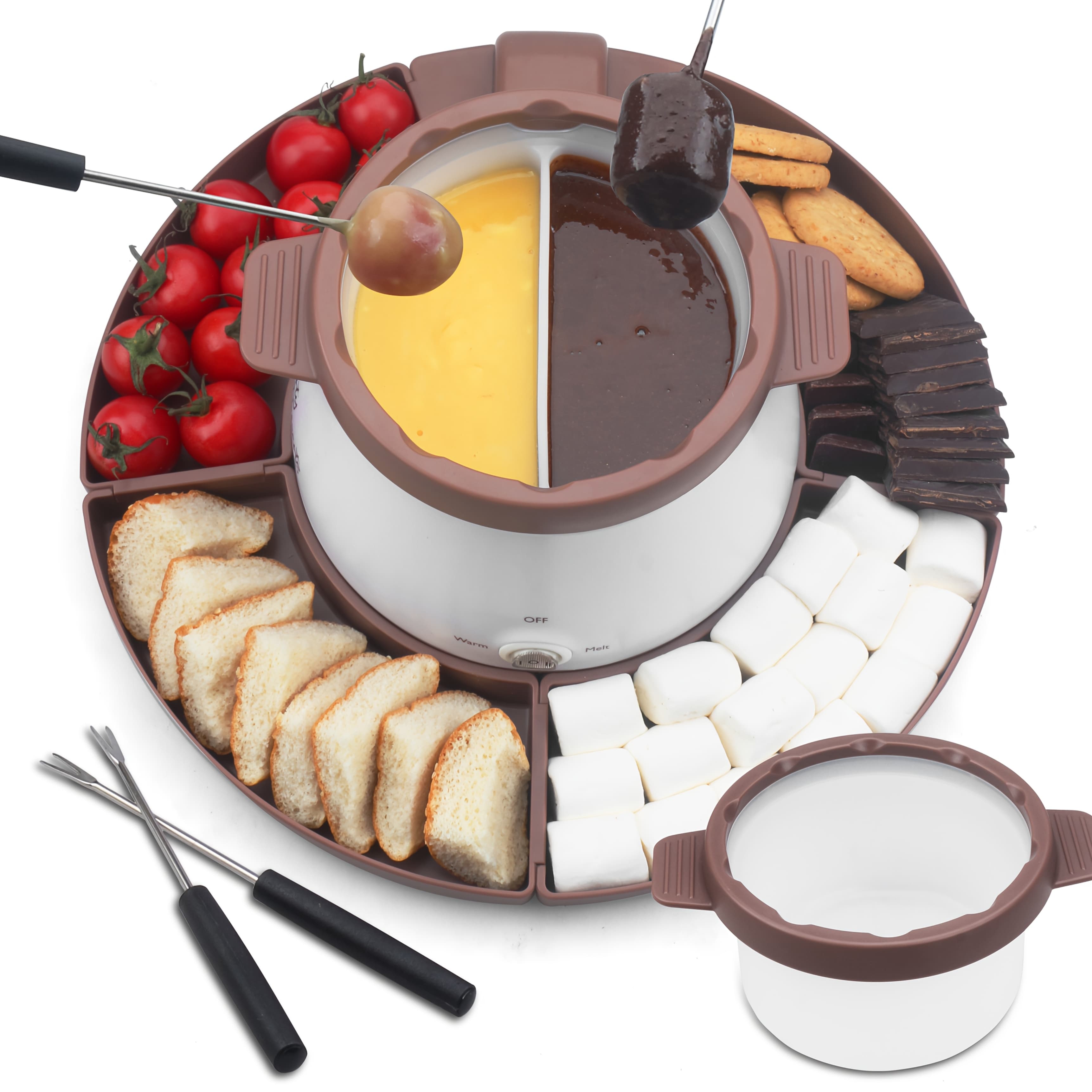 TEMU Electric Fondue Pot Set With Fondue Forks, 2.5 Cups Candy & Chocolate , Warmer For Dipping With 2 Pots, Purple
