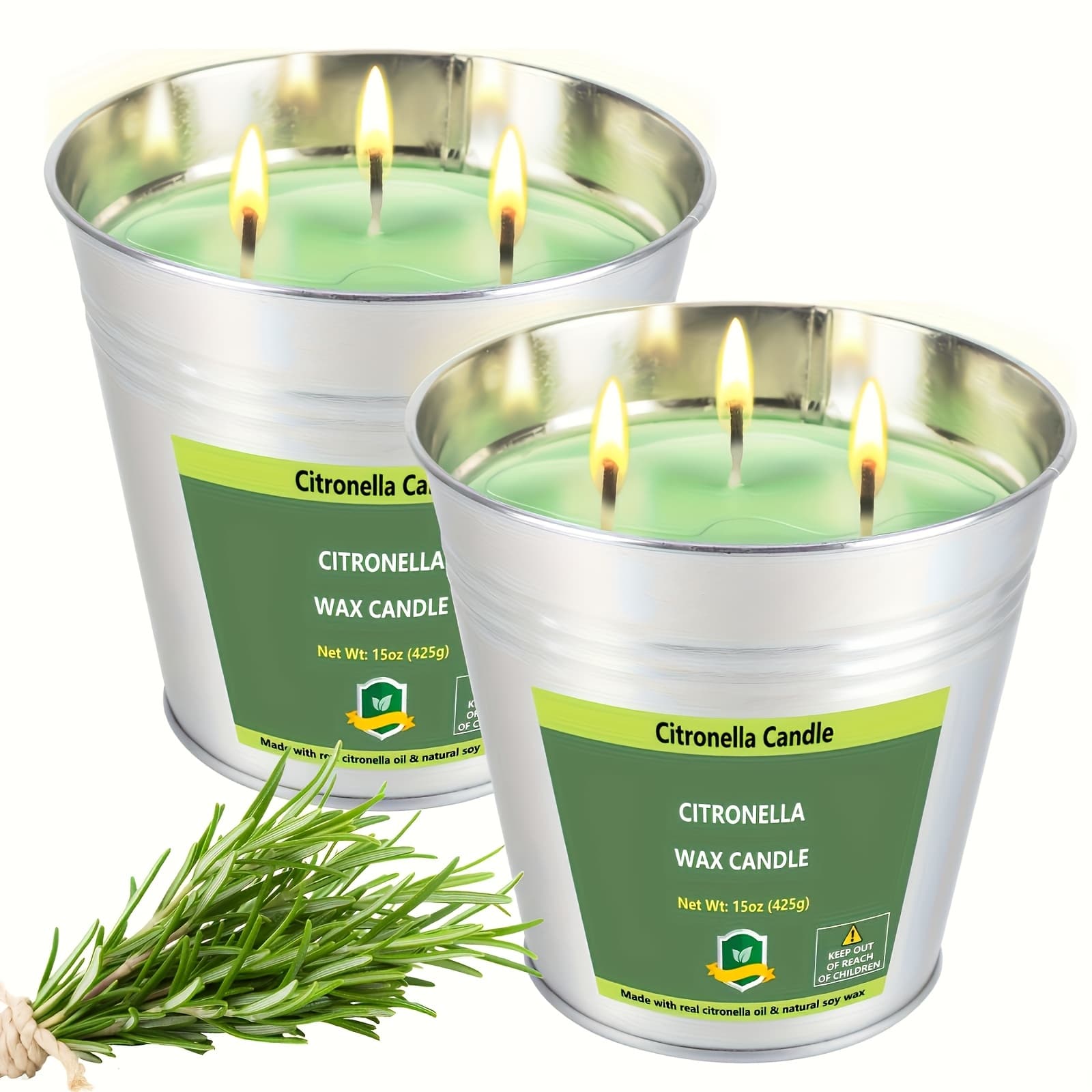 TEMU 2pcs Citronella Candles Outdoor, 15 Of 2, 160 Hours Burning, Citronella Candles Set Outside For Party Hiking Camping Patio Bbq Deck Garden Yard Home, Home Decor, Father's Day Gift