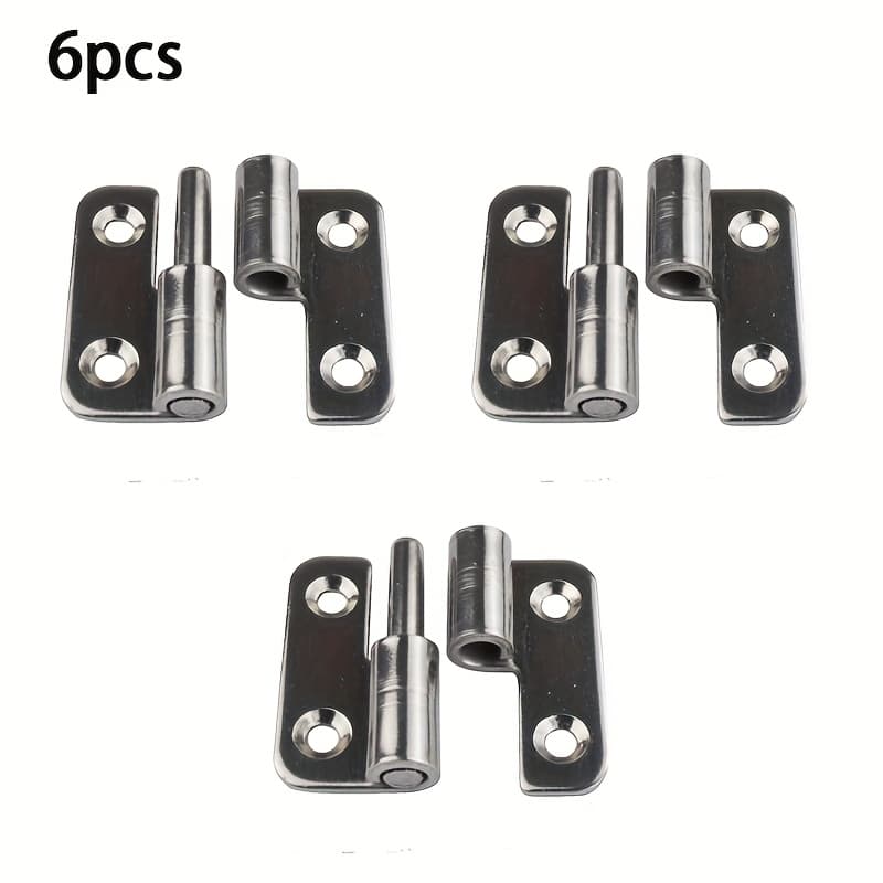 TEMU 6pcs Of Detachable Hinges -304 Stainless Steel, Left-hand Lifting Sliding Joint Design, Durable Metal Hardware Accessories, To Installation, Repair Door Parts, Smooth , Hardware