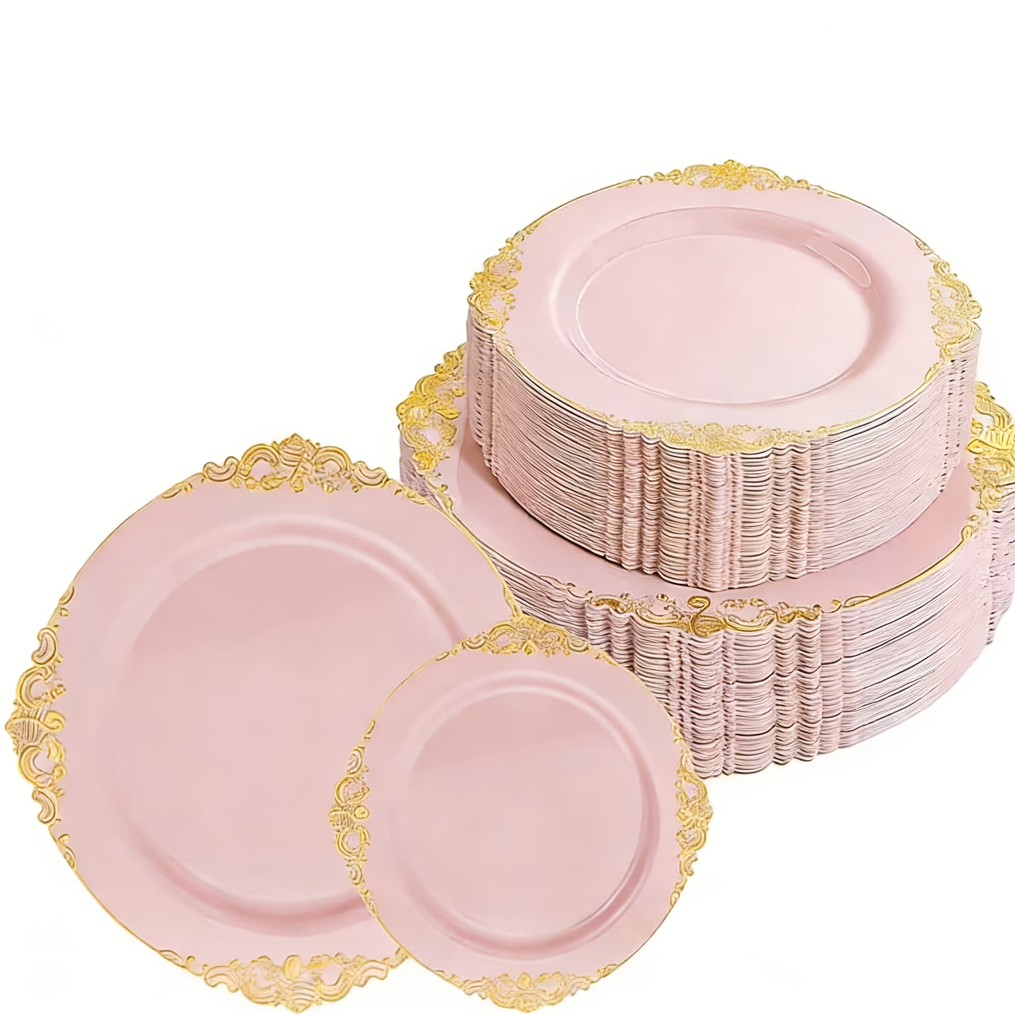 TEMU A Set Of 60 Pink Disposable Plastic Utensils Featuring A Golden , Reusable And Suitable For 30 Guests, Perfect For Birthday Parties, Holiday , Wedding Essentials, Dinners, Party Supplies