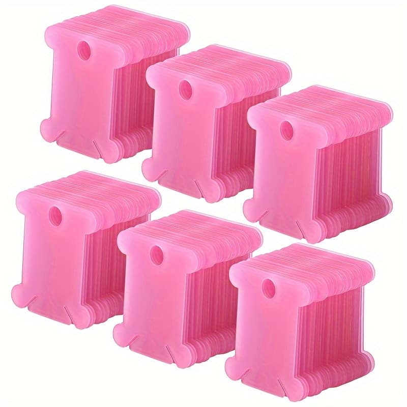 TEMU 150 Plastic Bobbins(pink), Embroidery Floss Cards For Cross Stitch Diy Sewing Storage, Hard Floss Bobbins