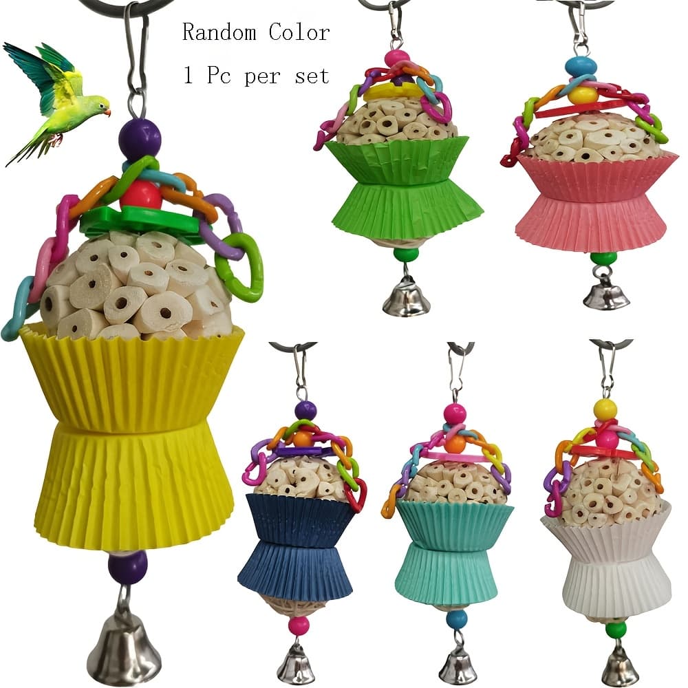 TEMU Easter Parrot Toy Grass Ball Skirt Parrot Chewing Toy Colorful Chain Toy Random Color