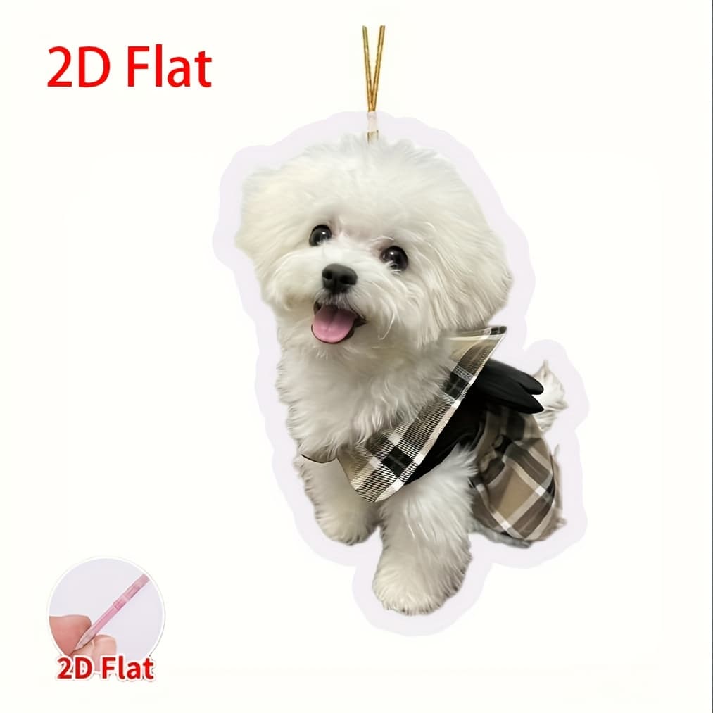 TEMU 2d Flat, 2d Flat, 1pc 2d Acrylic Cute Puppy Car Interior, Holiday Decoration, Christmas Tree Decoration, Couple Gifts, Home Decoration, Keychain, Backpack Pendant, 2d Flat