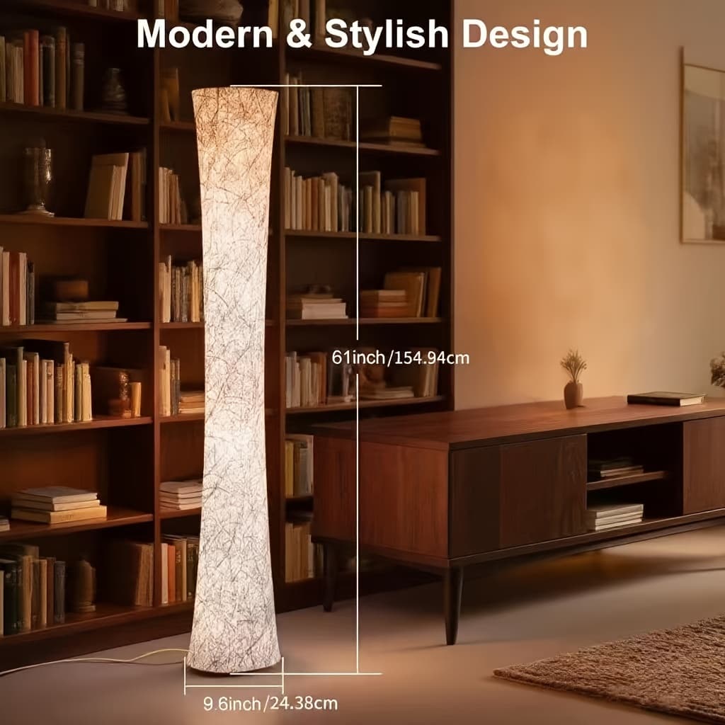 TEMU 1/2 Led Floor Lamp, 61-inch Modern Floor Lamp With White Fabric Shade, 3-color Lighting, Timer Setting, App Control, Adjustable Corner Standing Lamp For Living Room, Bedroom, Office