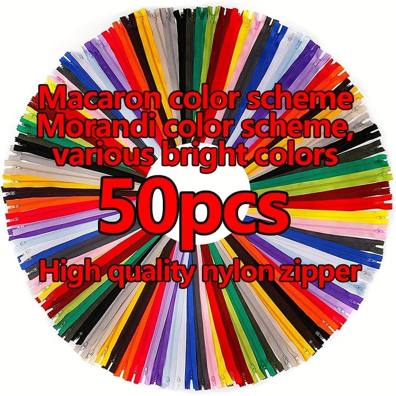 TEMU 50pcs High-quality Mixed Color Nylon #3 Coil Zippers, 18cm/7.08 Inches, Suitable For Dress Pants, All Types Of Clothing Pockets, Small Bags, Inner Bags, And Diy Hand Sewing