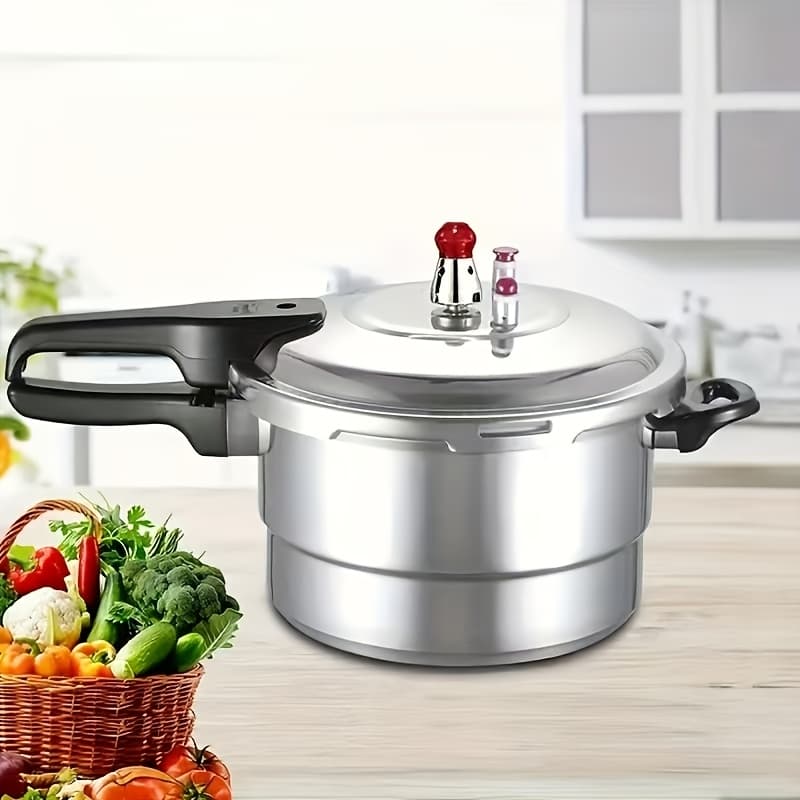 TEMU Aluminum Pressure Cooker With Release Valve & Multiple Protective Devices | Compatible With Gas & Induction Cookers, Suitable For Canning Vegetables, Meat, Poultry, Seafood