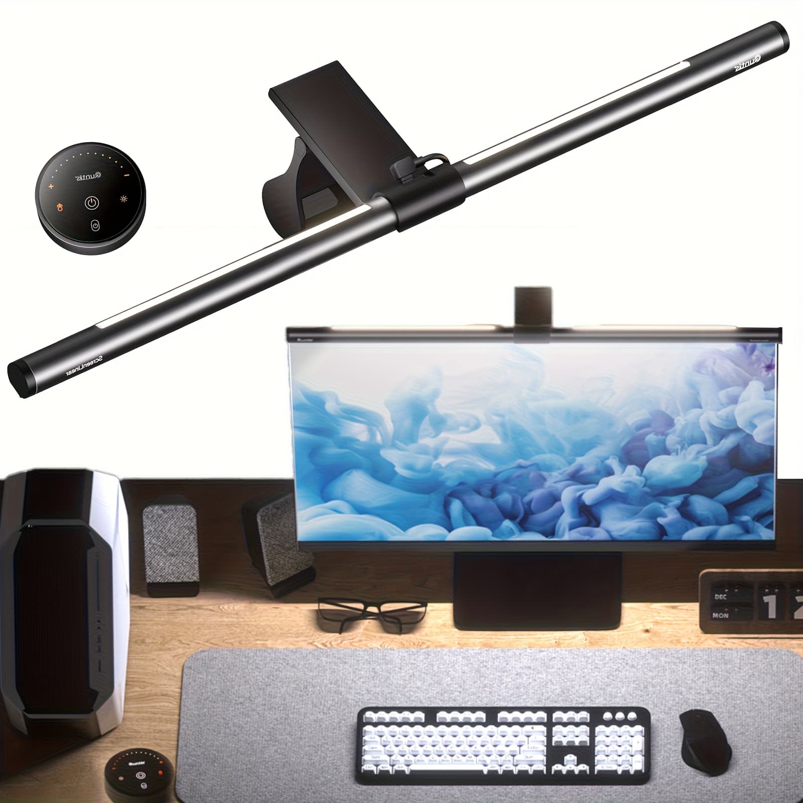 TEMU 1pc Quntis Computer Monitor Light Bar - , Extra Computer Lighting W/o Taking Desktop Space, W/wireless Remote Control Adjusting Lights
