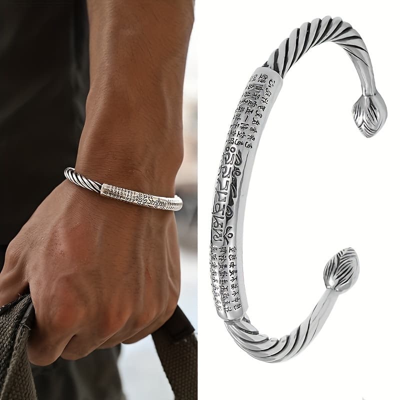 TEMU 1pc925 Silver Traditional Chinese Style Classic Fashion Trend Amulet Jewelry Accessory For Lotus Bracelet