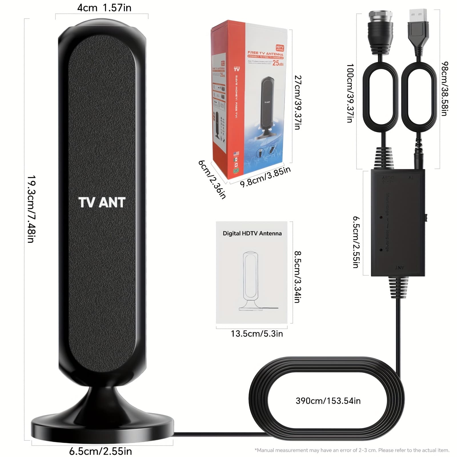 TEMU 200 Kilometers Tv Antenna Indoor/outdoor Long Distance Hd 1080p 4k Signal Amplifier, Smart Tv Antenna, 360° Upgraded Signal Stable Reception Local- Channels, Suitable For Urban, -new And , .