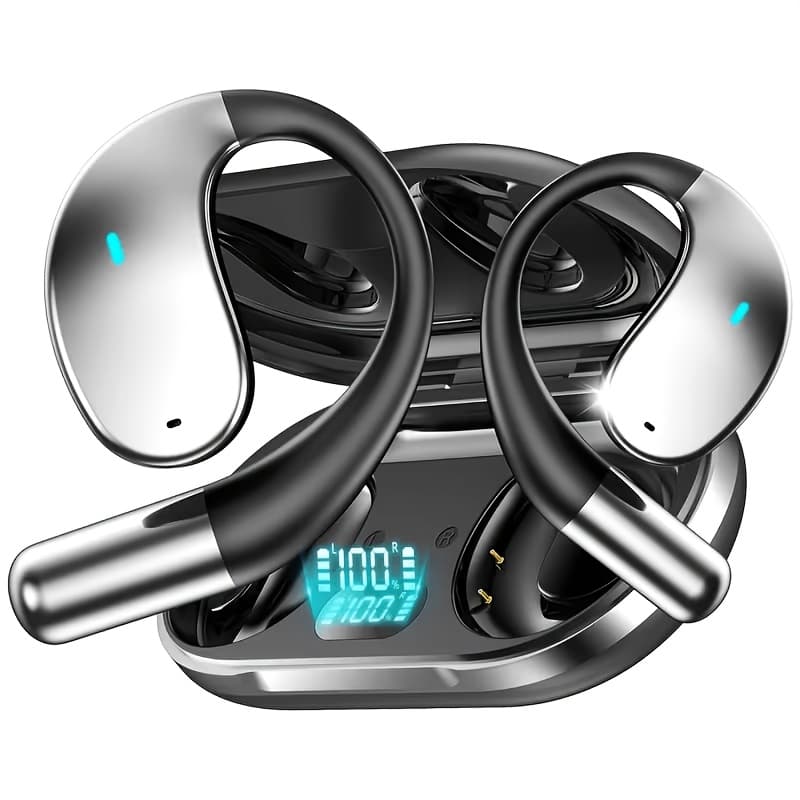 TEMU Ear-hanging Wireless Earbuds, Bone Conduction Headphones, 6.0 Stereo , 300mah Charging Case, -time Battery Level Display, 80-hour , Smart Noise-cancelling Headphones With , Suitable For Gaming