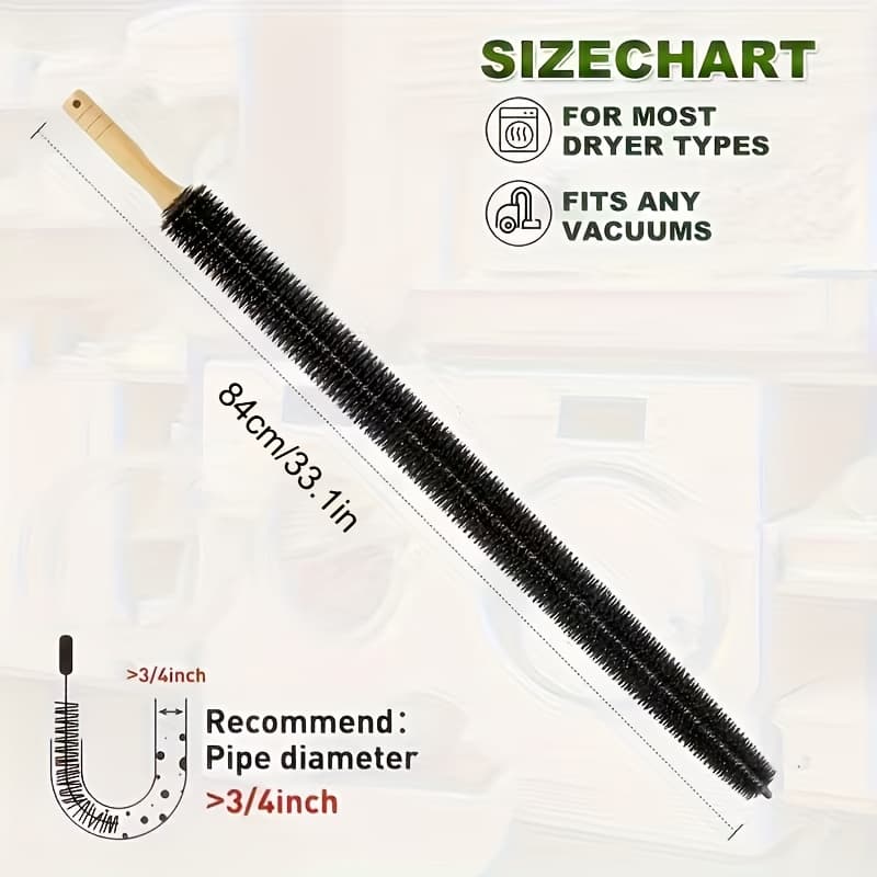 TEMU 1-pc Stainless Steel Dryer Vent Cleaner - Long Flexible Rod With Lint Removal Brush, For Cleaning Tight Spaces In Washer, Dryer & Ducts, Non-electric Tool For