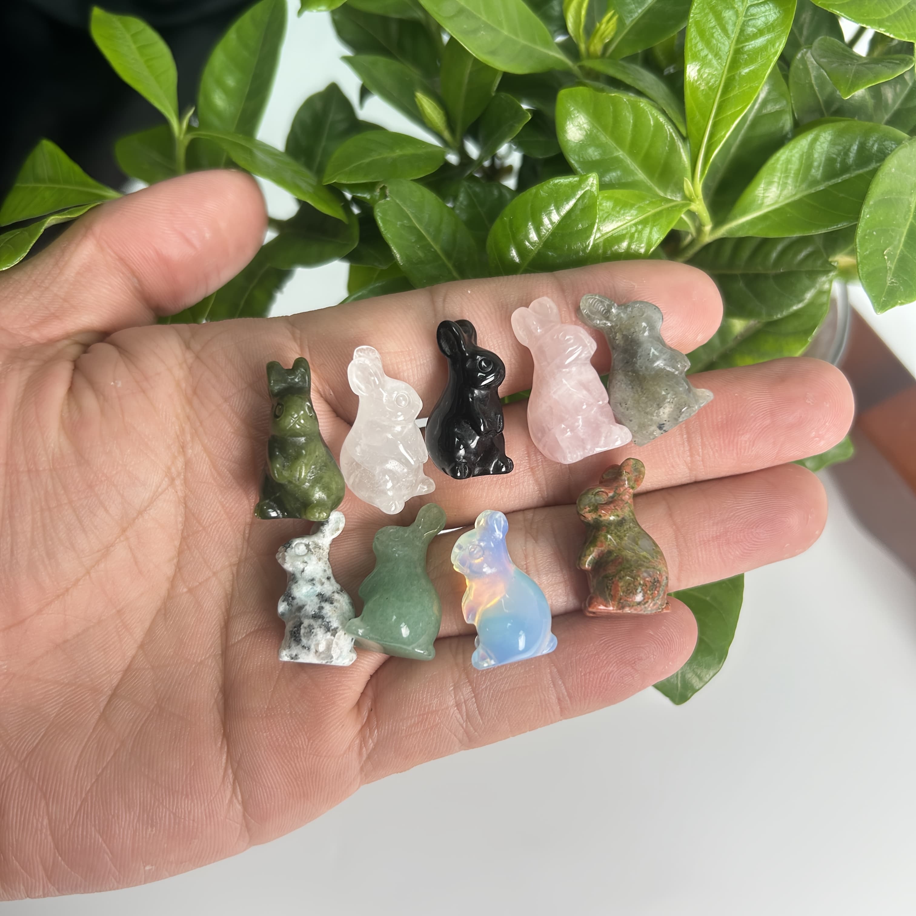 TEMU 9pcs/ Carving Assortment | Rabbit | Sculpture | | Crystal Animal | Home Decor | Crystal Gift | Perfect Gift For Family | Surprise Gift For Crystal Enthusiasts | Halloween Gift