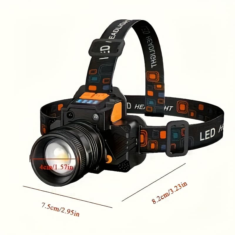 TEMU Rechargeable Headlight Headlamp Flashlight, High Xhp160 Bright, 3 Headlamp Fishing, Home Decoration Hardware Tools Camping, Running, Hunting, Hiking Headlamp