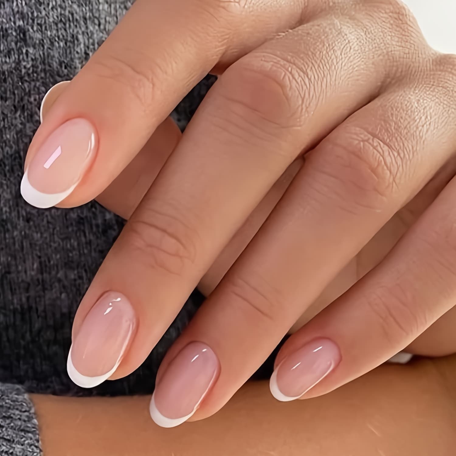 TEMU Nail Art, Short Oval Fake Nails, 32pcs Set, 16 Sizes, Nude Color, Spring Gift For Women And
