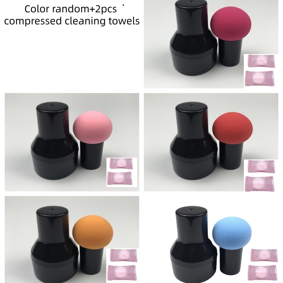 TEMU Color Random (free Compressed Towels) Small Mushroom Head Sponge Puff Air Cushion Bb Dry Wet Beauty Makeup Makeup Remover Tool