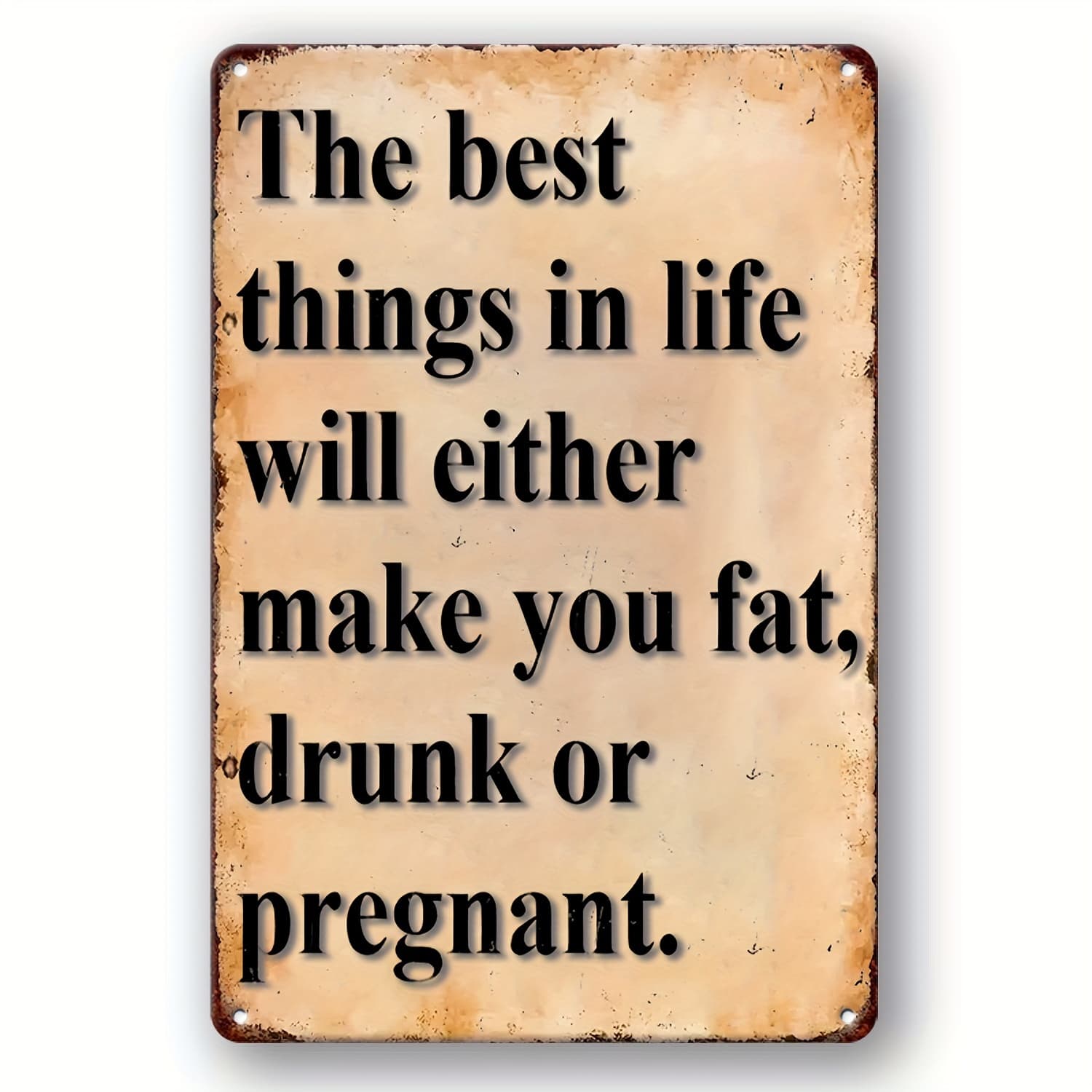 TEMU 2d Flat, 2d Flat Decorative Signs & Plaques Metal Sign - ' Will Either Make You Fat, Drunk Or Pregnant' - 20.32x30.48cm Wall Decor For Home & Barfor Halloween/ Halloween Decor, 2d Flat