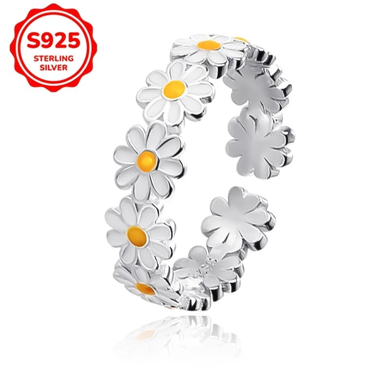 TEMU Minimalist S925 Daisy Glue Ring Flower