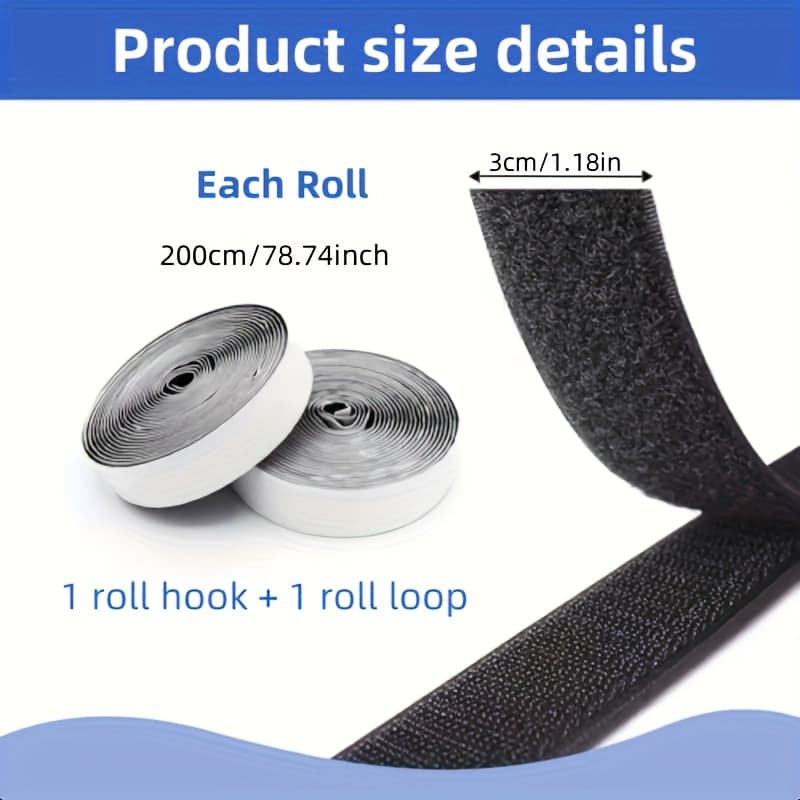 TEMU 1.18 Inches By 6.56 Feet Of Heavy-duty Adhesive Tape Strips, Featuring A Double-sided Sticky Back, Ideal For Mounting Nylon Fabric Fasteners For Home, Office, Sewing, And Crafting Organization