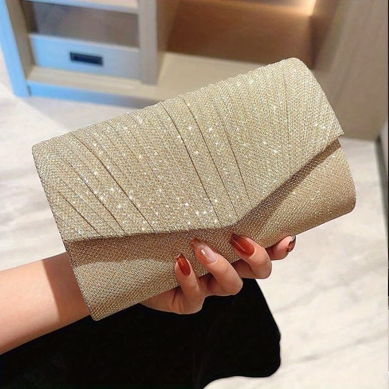 TEMU New Women's Ruched Shimmering Evening Bag Premium Handbag Evening Bag Dress Bag Clutch Bag Wedding Bag , Weddings, Conferences, Banquets, Parties, . Best Gift For Women