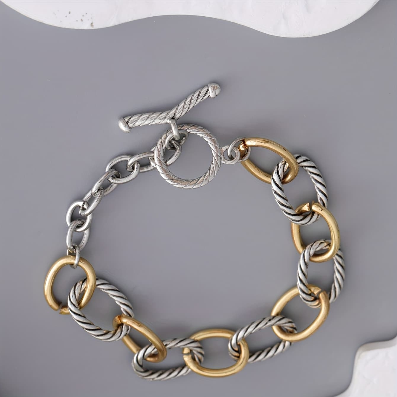 TEMU A Popular Cross-border Alloy Oval Bracelet, European And Woven Steel Wire Rope , Men's And Women's Personalized Bracelet, Suitable For Daily Party Wear