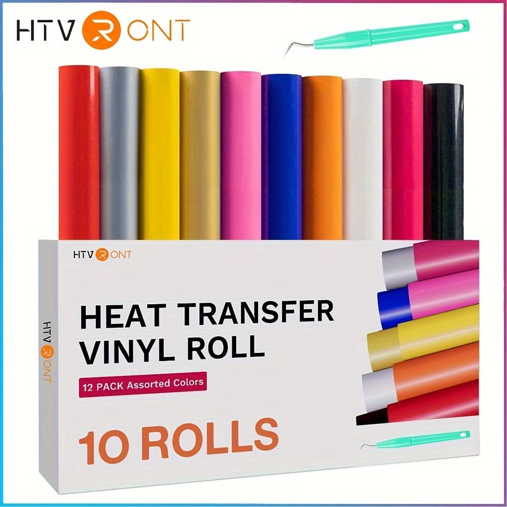 TEMU 10 Rolls Heat Transfer Vinyl Bundle Iron On Transfer For T-shirt 12" X 5ft
