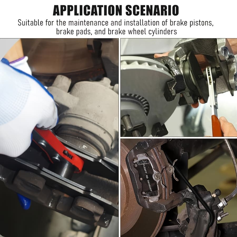 TEMU 360° Brake Caliper Press Tool, With Caliper Hangers, Universal Disc Brake Caliper Compression Tool, Ratchet Piston Spreader Single Twin Piston Disc Brake Caliper Compression Tool, Without Battery