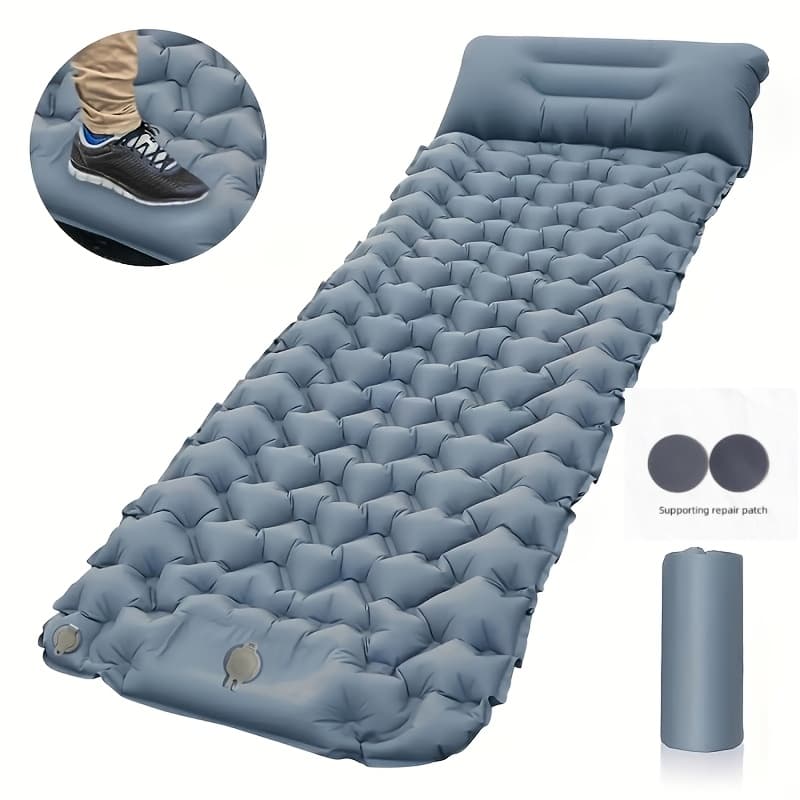 TEMU Camping Inflatable Inflatable Sleeping Pad With Pillows, Travel Folding Bed, Ultralight Air Cushion For Outdoor Hiking Trekking