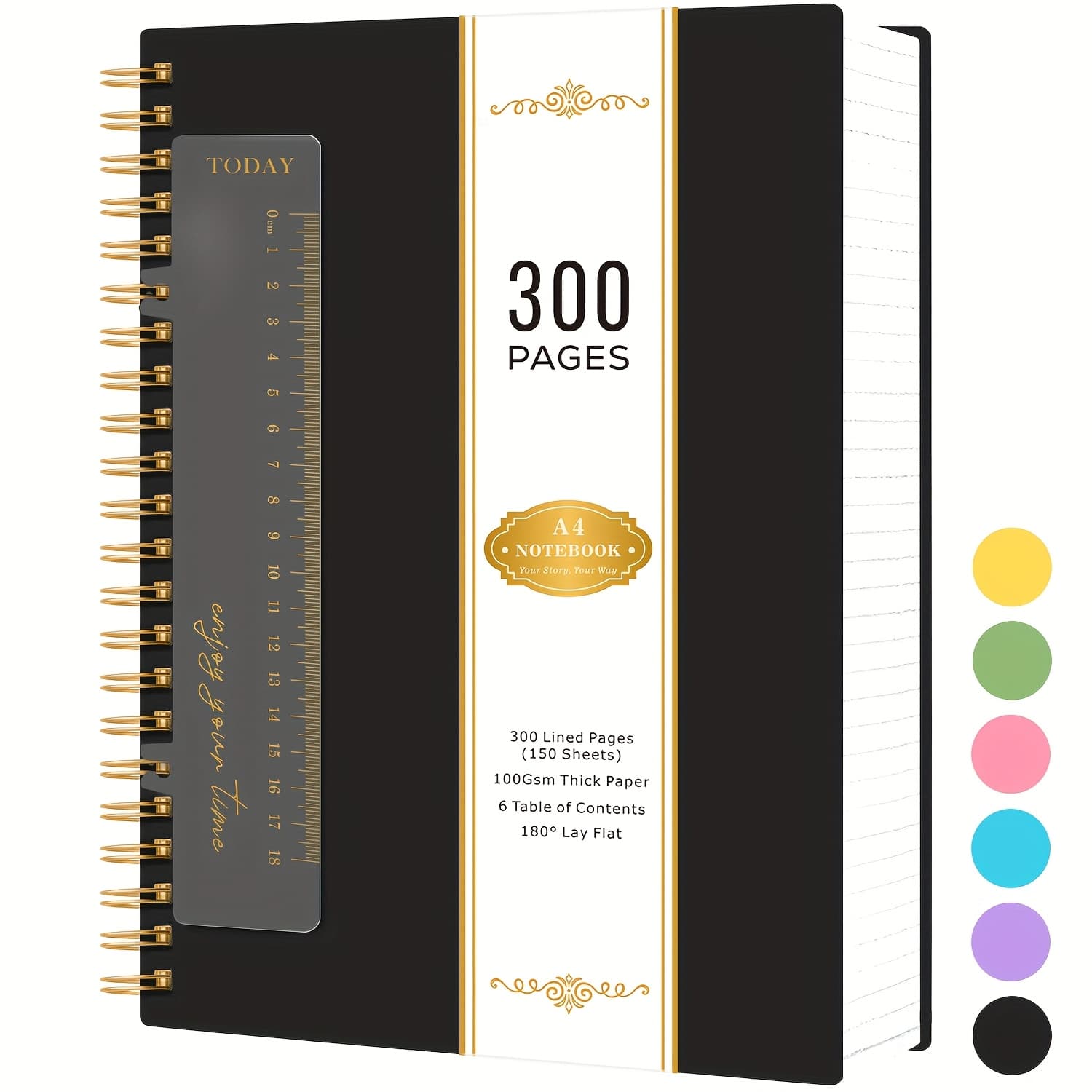 TEMU A4 Spiral Notebook 8.5" X 11", Large College Ruled Notebook For Women Men Writing, 300 Pages Hardcover Spiral Notebook Journal For School Supplies, 100gsm Lined Paper, No Bleed, Back To School