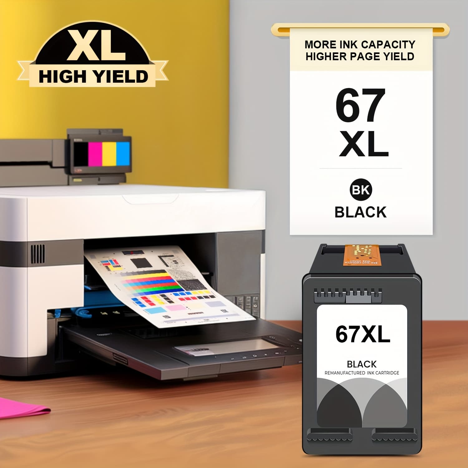 TEMU 67xl Ink Cartridges For Printers For 67 Black Color Ink Cartridge For 67xl Works With Amp 100 120 2620 2672 3700 3720 5020 5030 Printer