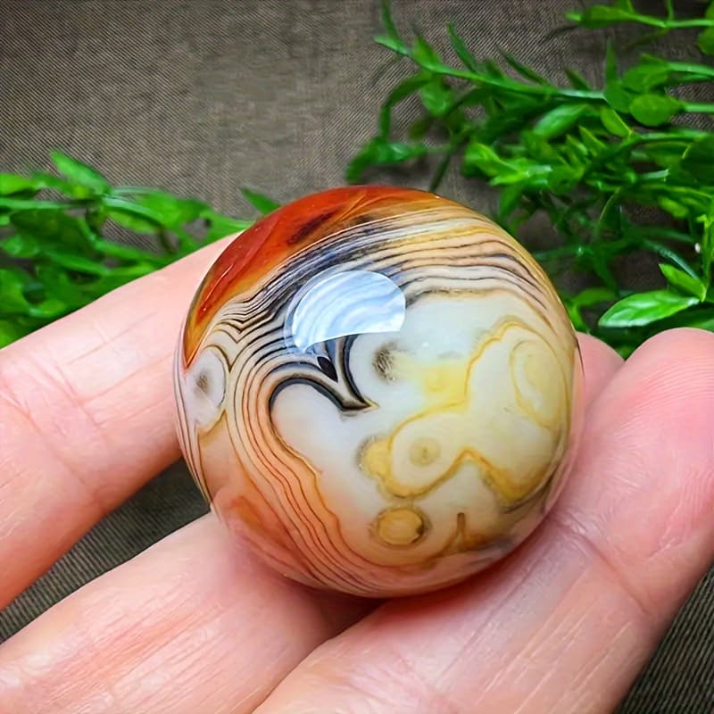 TEMU 1pc Exquisite Natural Agate Ball - Stunning Home Decor, Unique Gift For , Handcrafted With Natural Stone, May Contain Irregular And Small , Random Delivery, Beautifully ,