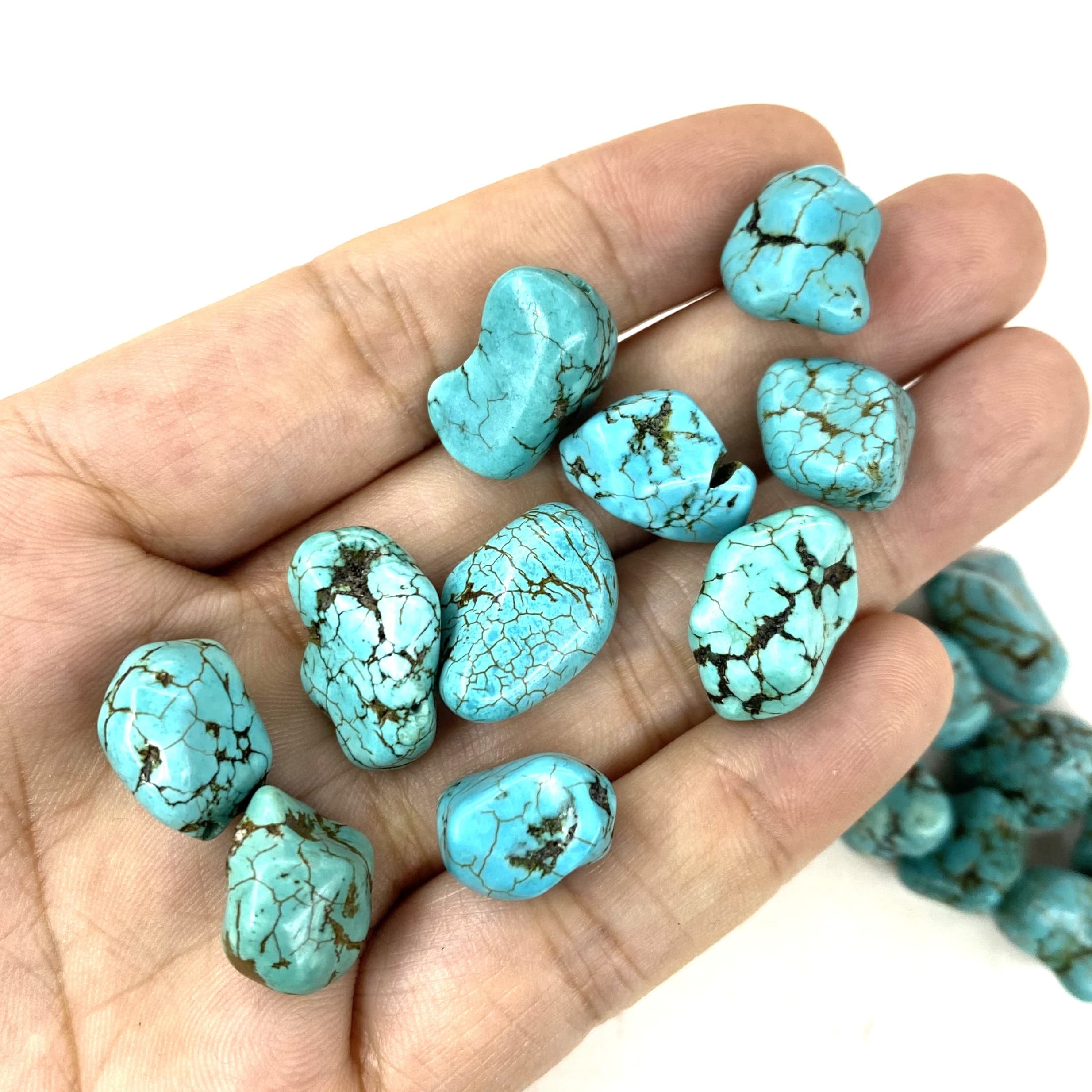 TEMU 10 Pcs Blue Turquoise Stone Diy Blue Turquoise Beads Perfect For Necklace Bracelet Jewelry Handmade Making Accessories
