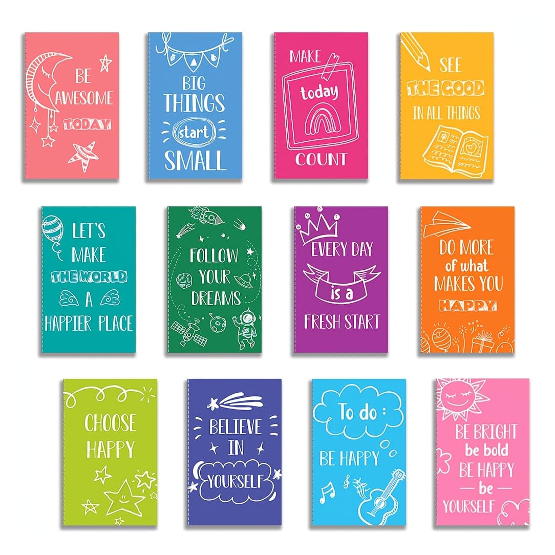 TEMU 12pcs Mini Colorful Notebooks Bulk Gifts, Funny Motivational Journals Notepads Inspirational Notepads Small Pocket Notebook Teacher School Office Prizes Travel