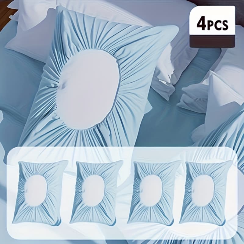 TEMU 4pcs Soft Disposable Travel Pillowcases, Thickened Non- Fabric, Travel Bedding Set,, Hand Washable, Suitable For Hotel, , Travel, Outdoor Camping