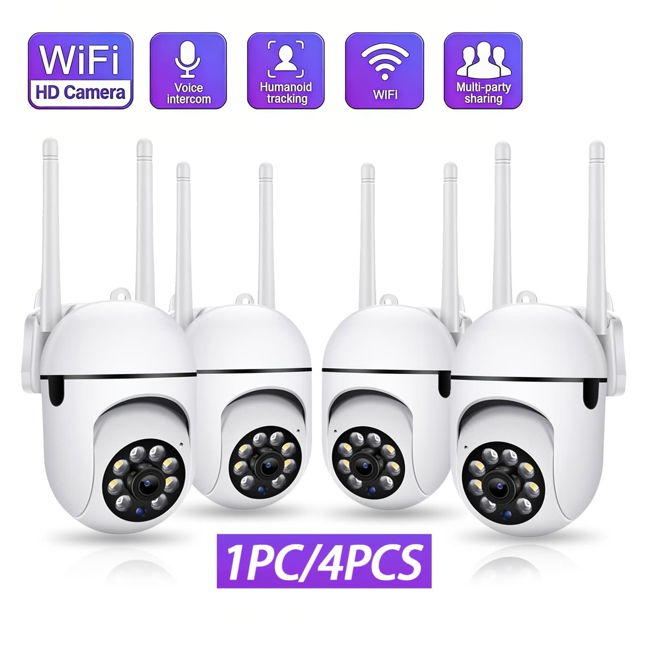 TEMU 1pc/4pcs[]2-in-1 3mp Dual-view Ptz Dome Camera, Fixed + , Ip54 Waterproof Rating, Night Vision, Wifi, 5g, Ios/ Control, , Motion Detection, Audio. Ideal For Teen Safety & For