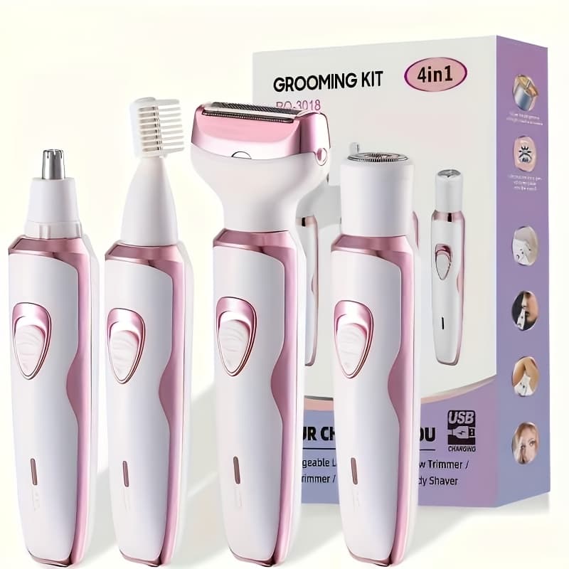 TEMU Rechargeable Grooming Kit, Lady Electric Shaver For Face, Nose, Legs And Underarm, Bikini Trimmer For Women , Hair Razor Rechargeable & Portable