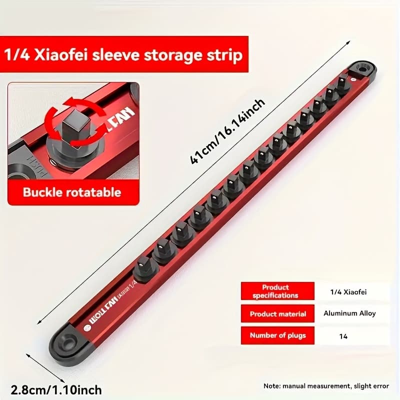 TEMU Portable Magnetic Socket Manager - Tray With Handle - Heavy-duty Socket Track Manager, Toolbox Socket Stand - 1/2, 3/8, 1/4 Inch Socket Stand