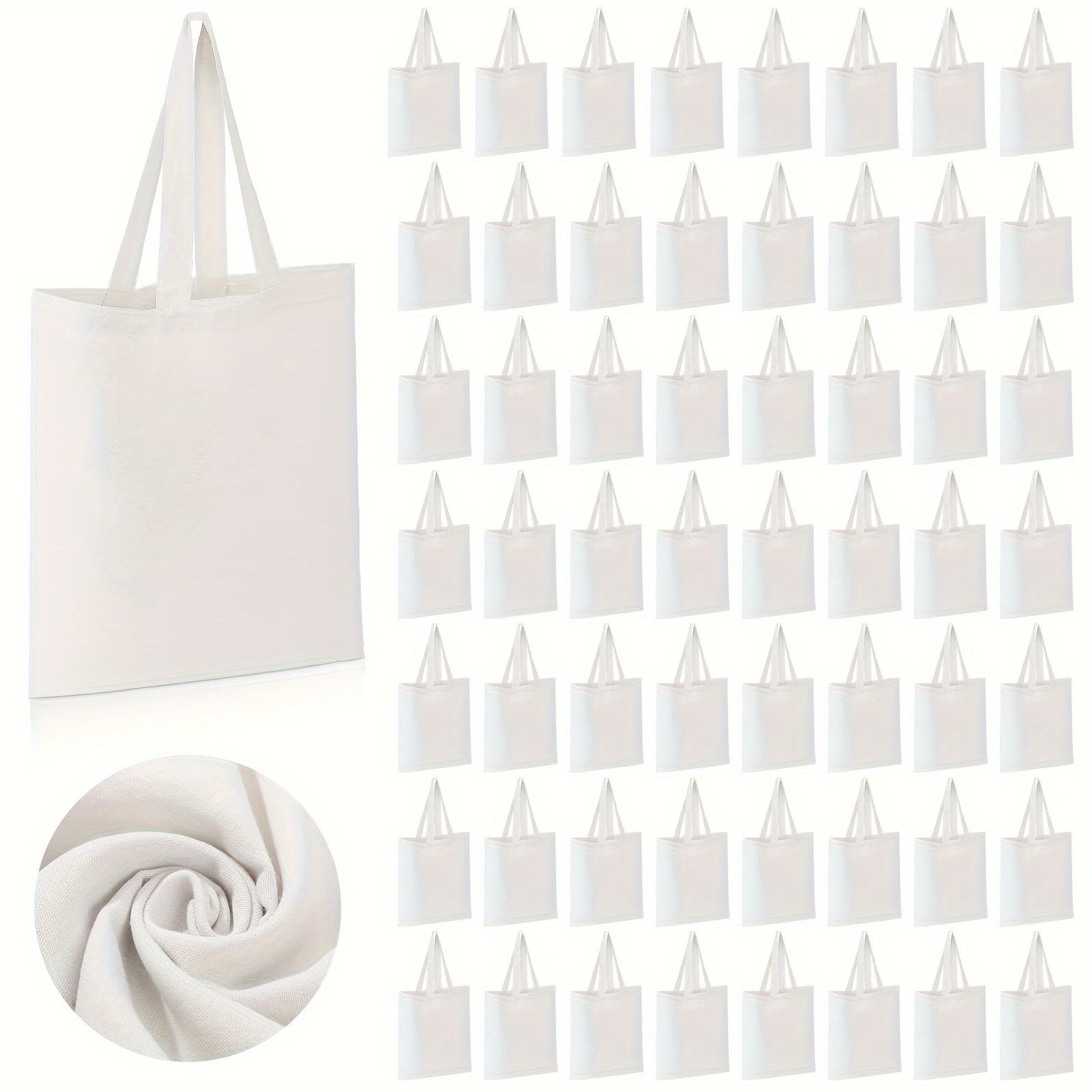 TEMU 60pcs Cotton Canvas Tote Bags Bulk Reusable Grocery Cloth Bags With Handles For Craft Gift
