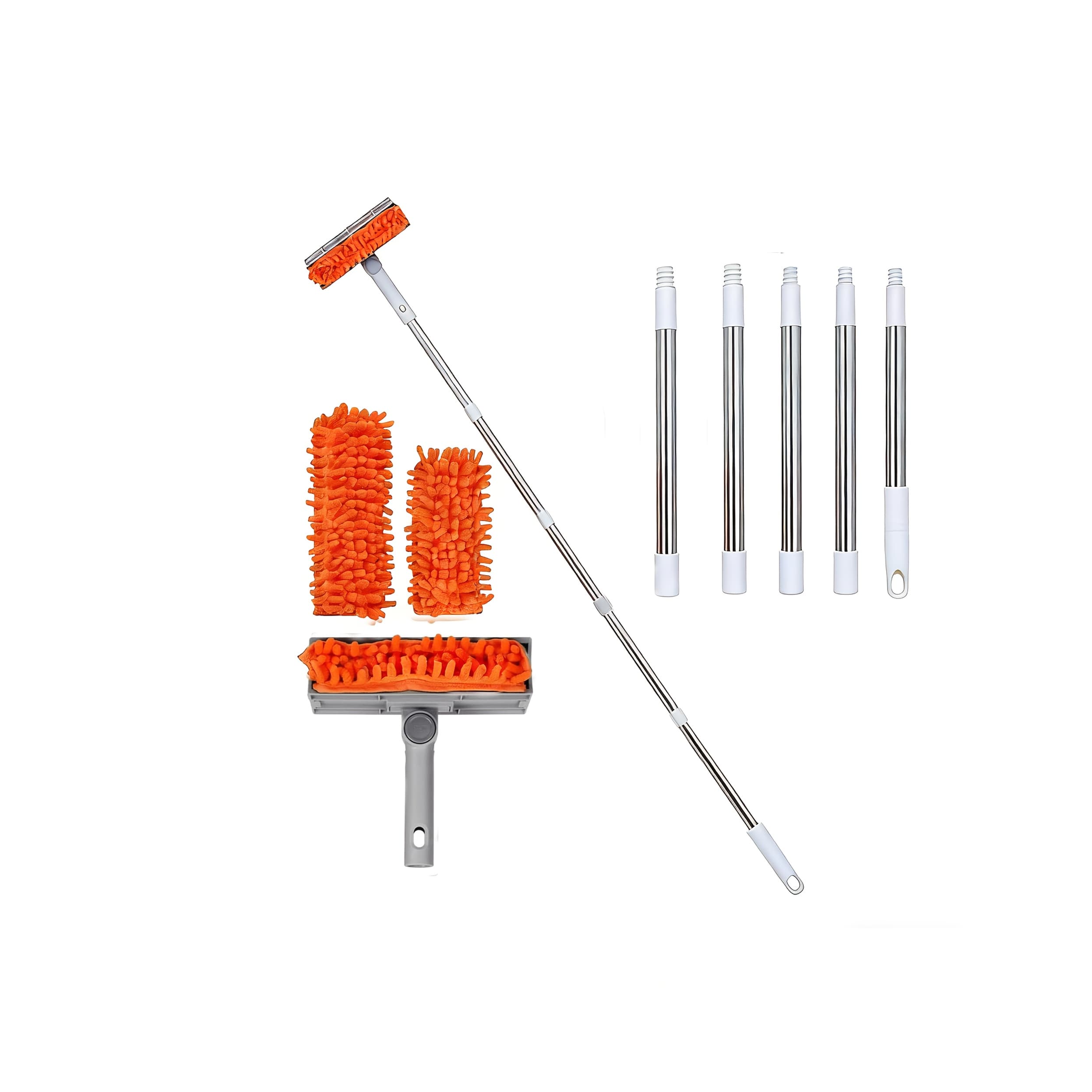 TEMU Ceiling Fan Cleaner Duster With 63'' Extendable Long Handle Ceiling Fan Blade Cleaning Tool, Reusable Chenille & Microfiber Mop Head For Dusting Ceiling Fan Baseboard Wall Floor